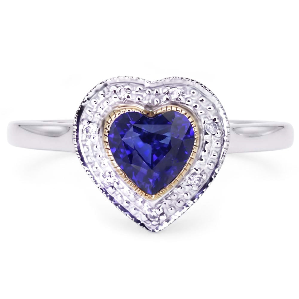 Natural Real ( Not Lab Grown )  Gemstone Engagement Halo Ring Heart Sri Lankan Sapphire 2 Carats