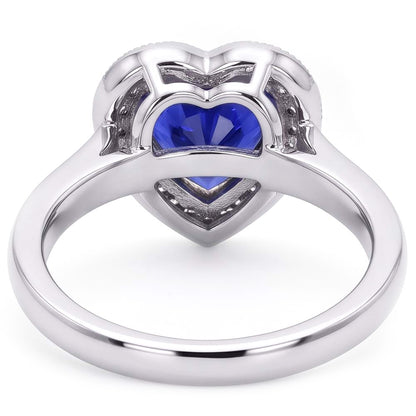 Natural Real ( Not Lab Grown )  Gemstone Engagement Halo Ring Heart Sri Lankan Sapphire 2 Carats
