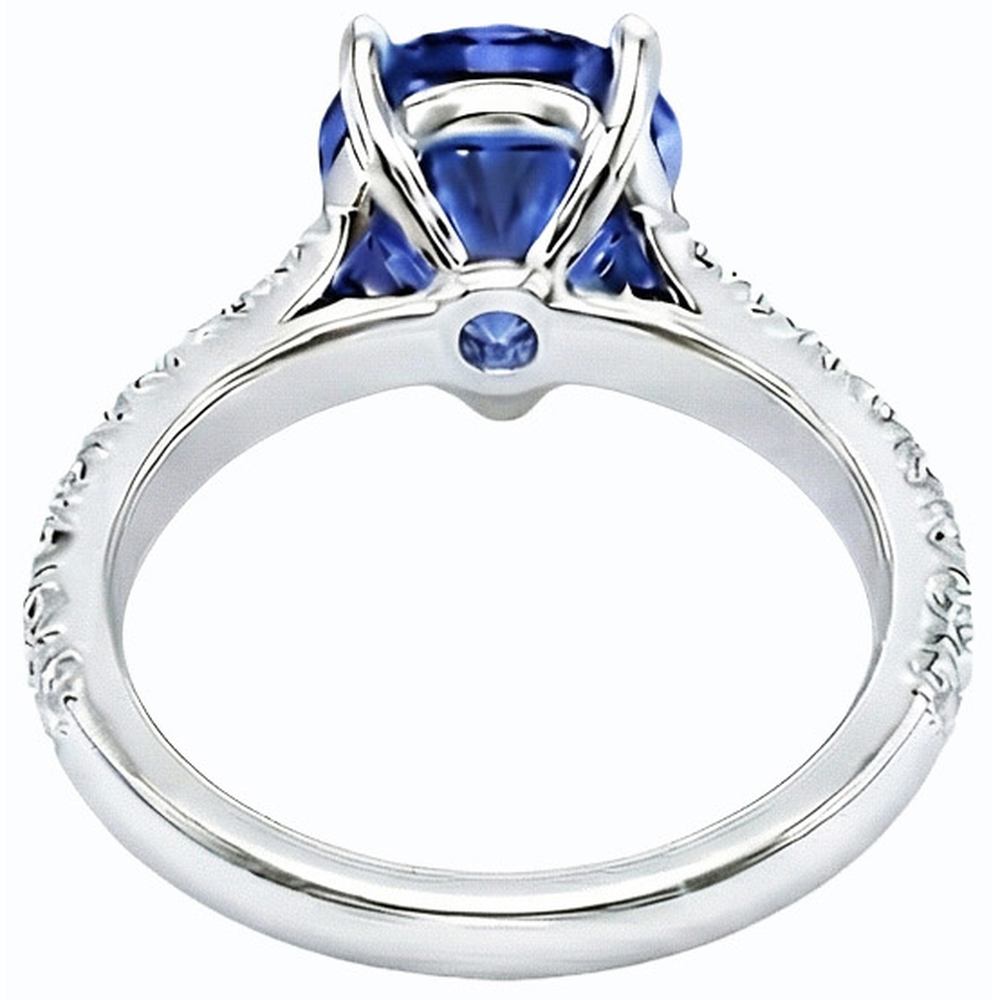 Natural Real ( Not Lab Grown )  Gemstone Engagement Ring Pear Ceylon Sapphire Pave Set 3.50 Carats