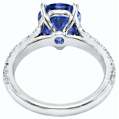 Natural Real ( Not Lab Grown )  Gemstone Engagement Ring Pear Ceylon Sapphire Pave Set 3.50 Carats