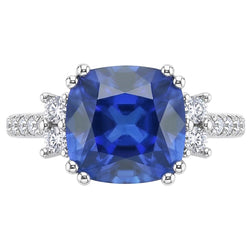 Natural Sapphire Ring 4.50ct - White Gold 14K