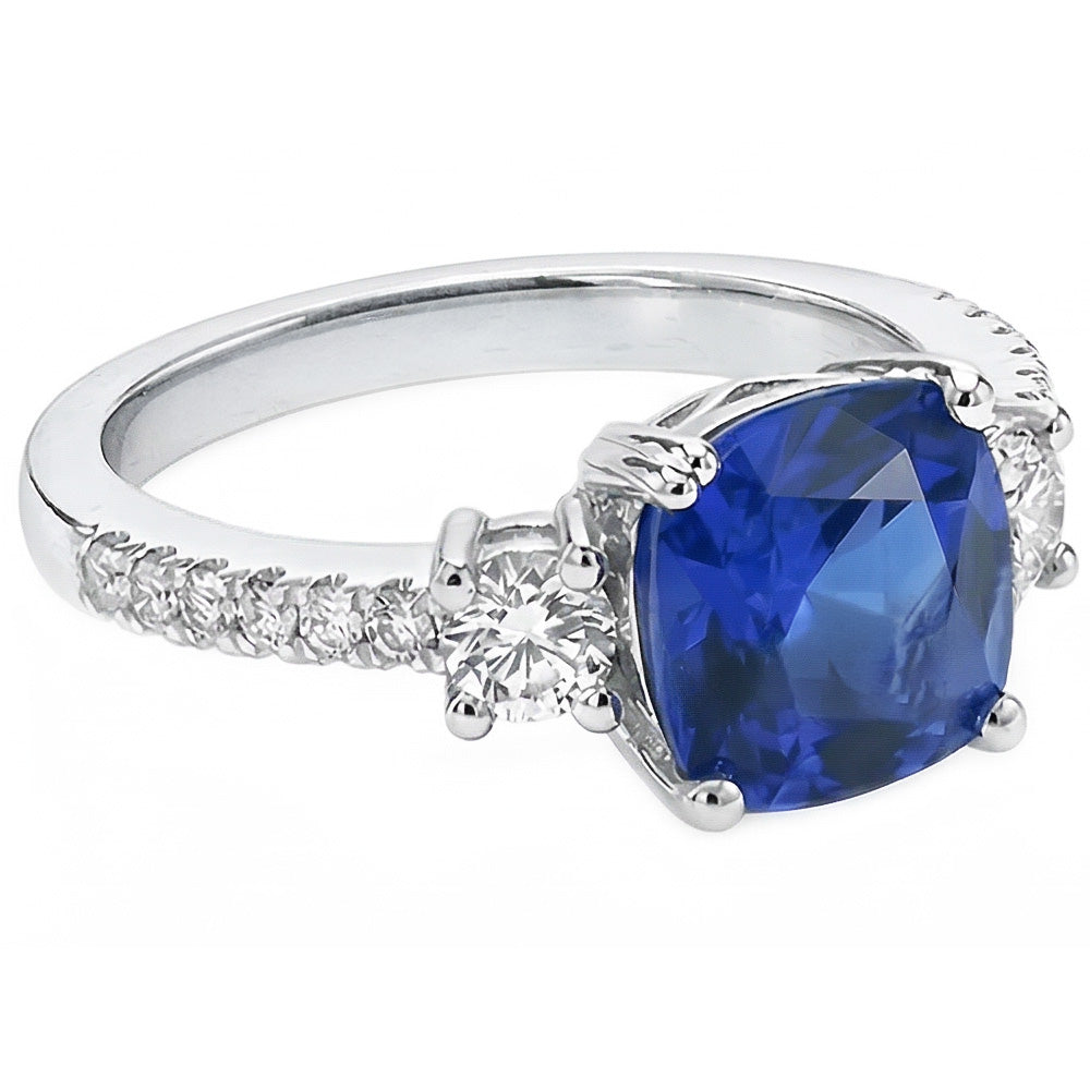 natural round sapphire 4.50ct ring top view