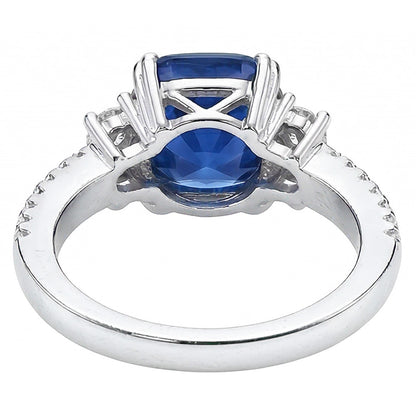 natural round sapphire 4.50ct ring profile view