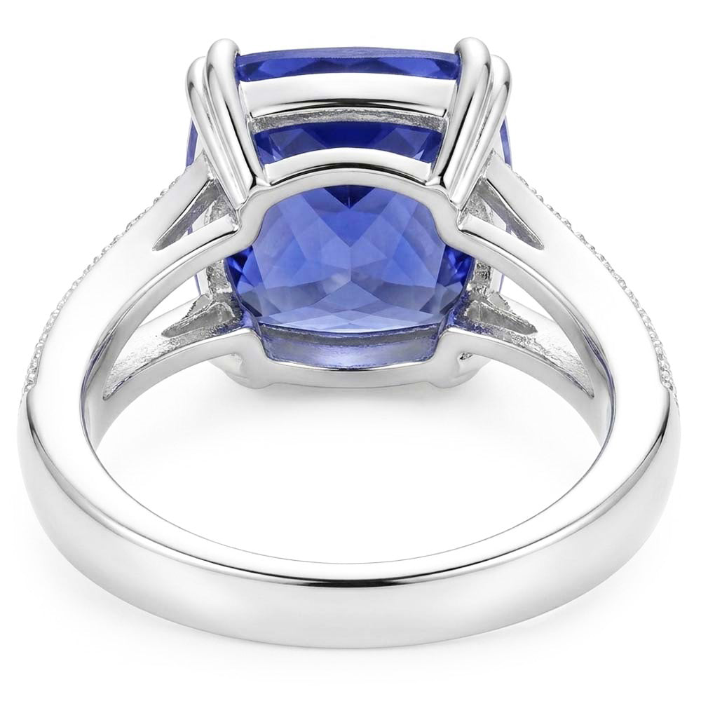 Natural Real ( Not Lab Grown )  Gemstone Jewelry Cushion Sapphire Ring 4 Carats Split Shank Jewelry