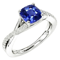 Natural Real ( Not Lab Grown )  Gemstone Jewelry Cushion Sapphire Ring Twisted Shank 2.50 Carats