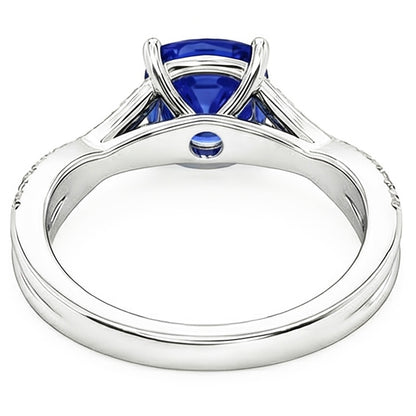 Natural Real ( Not Lab Grown )  Gemstone Jewelry Cushion Sapphire Ring Twisted Shank 2.50 Carats