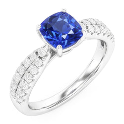 Natural Real ( Not Lab Grown )  Gemstone Jewelry Cushion Sri Lankan Sapphire Ring 3 Carats Gold 14K