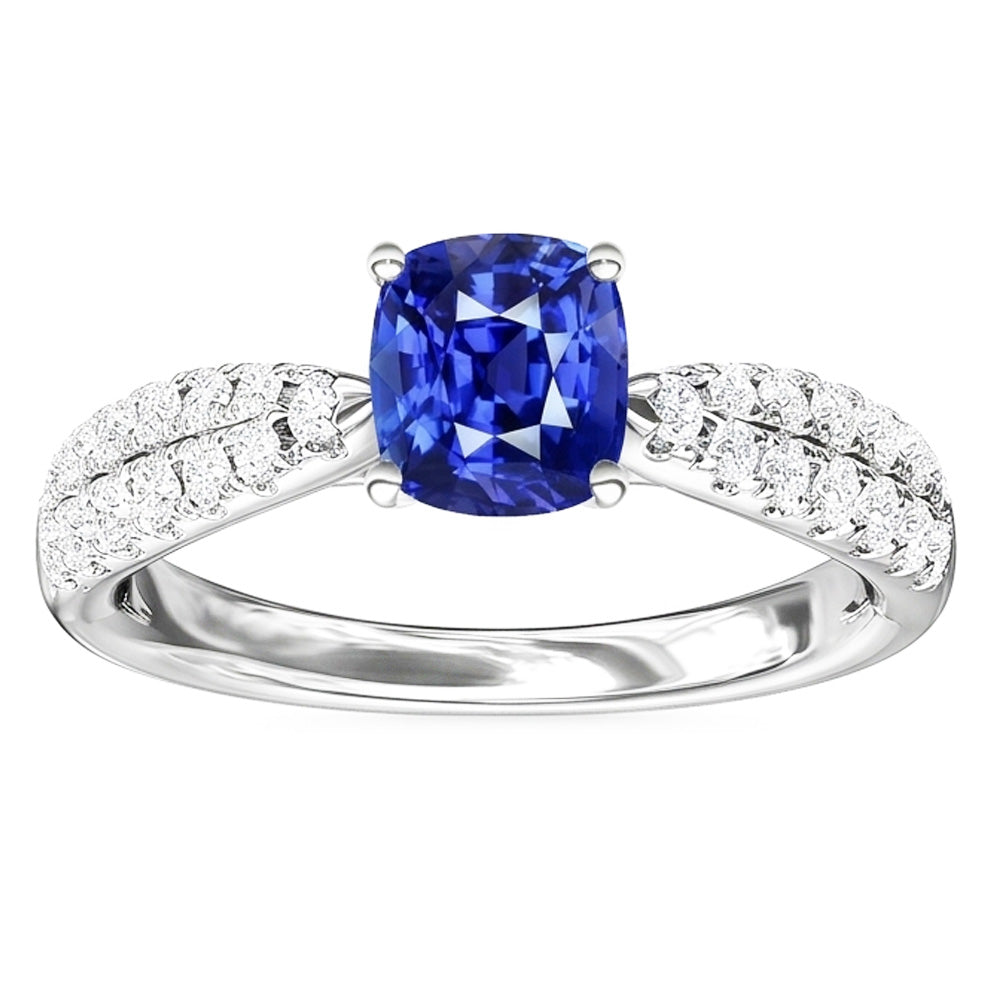 Natural Real ( Not Lab Grown )  Gemstone Jewelry Cushion Sri Lankan Sapphire Ring 3 Carats Gold 14K