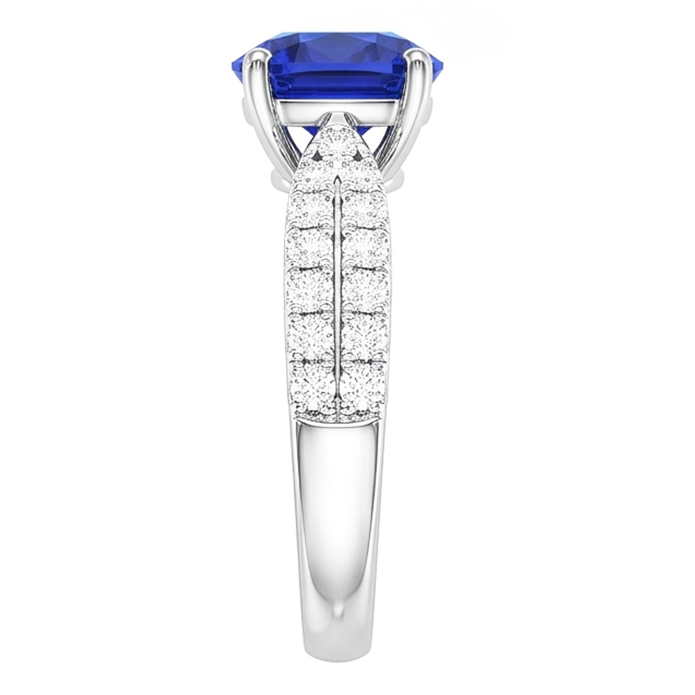 Natural Real ( Not Lab Grown )  Gemstone Jewelry Cushion Sri Lankan Sapphire Ring 3 Carats Gold 14K
