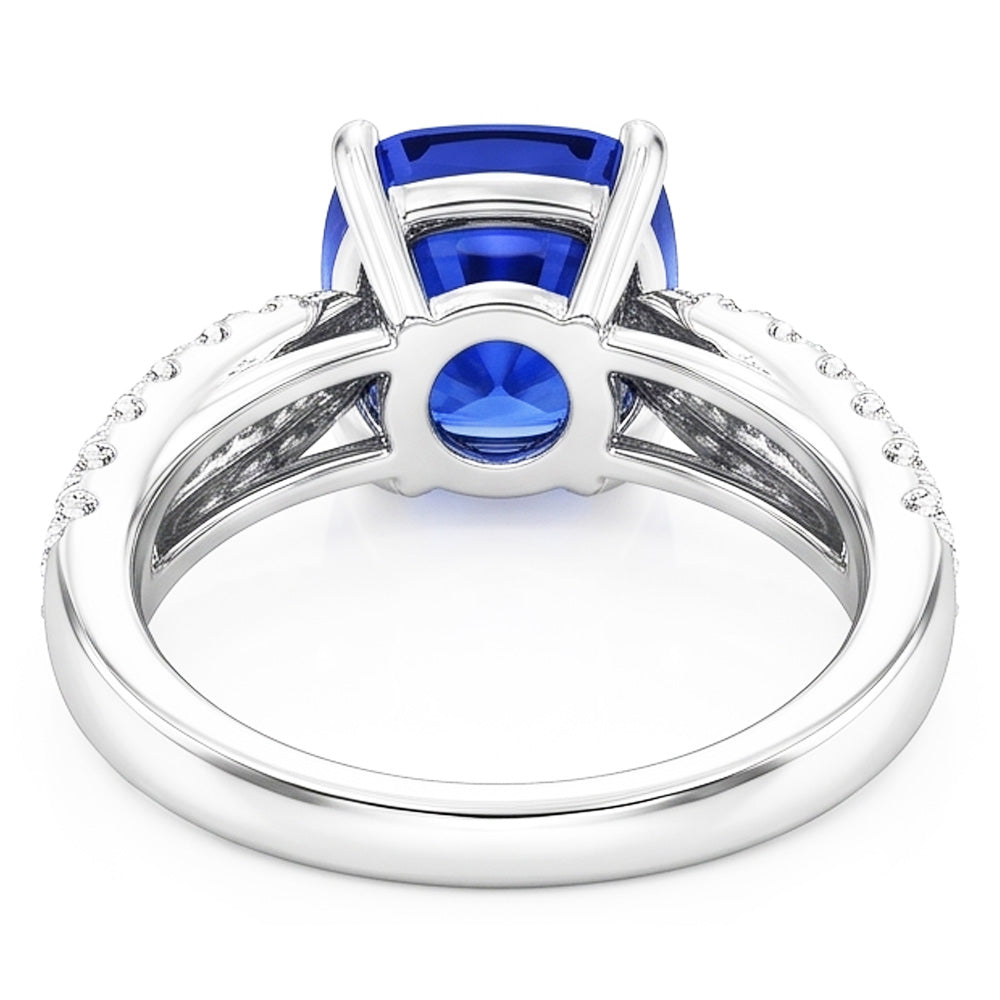 Natural Real ( Not Lab Grown )  Gemstone Jewelry Cushion Sri Lankan Sapphire Ring 3 Carats Gold 14K