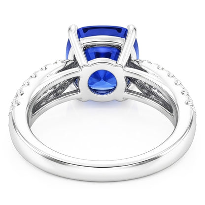 Natural Real ( Not Lab Grown )  Gemstone Jewelry Cushion Sri Lankan Sapphire Ring 3 Carats Gold 14K