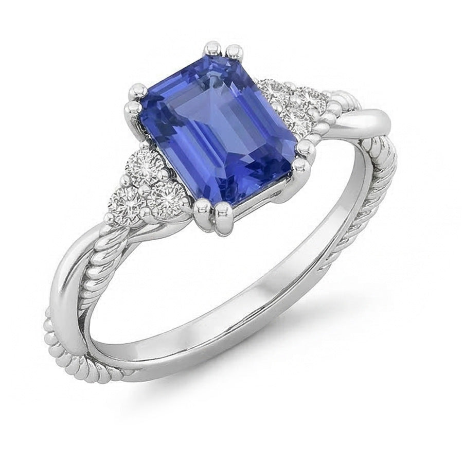 Natural Real ( Not Lab Grown )  Gemstone Jewelry Emerald Sapphire Ring Twisted Rope Style 2 Carats