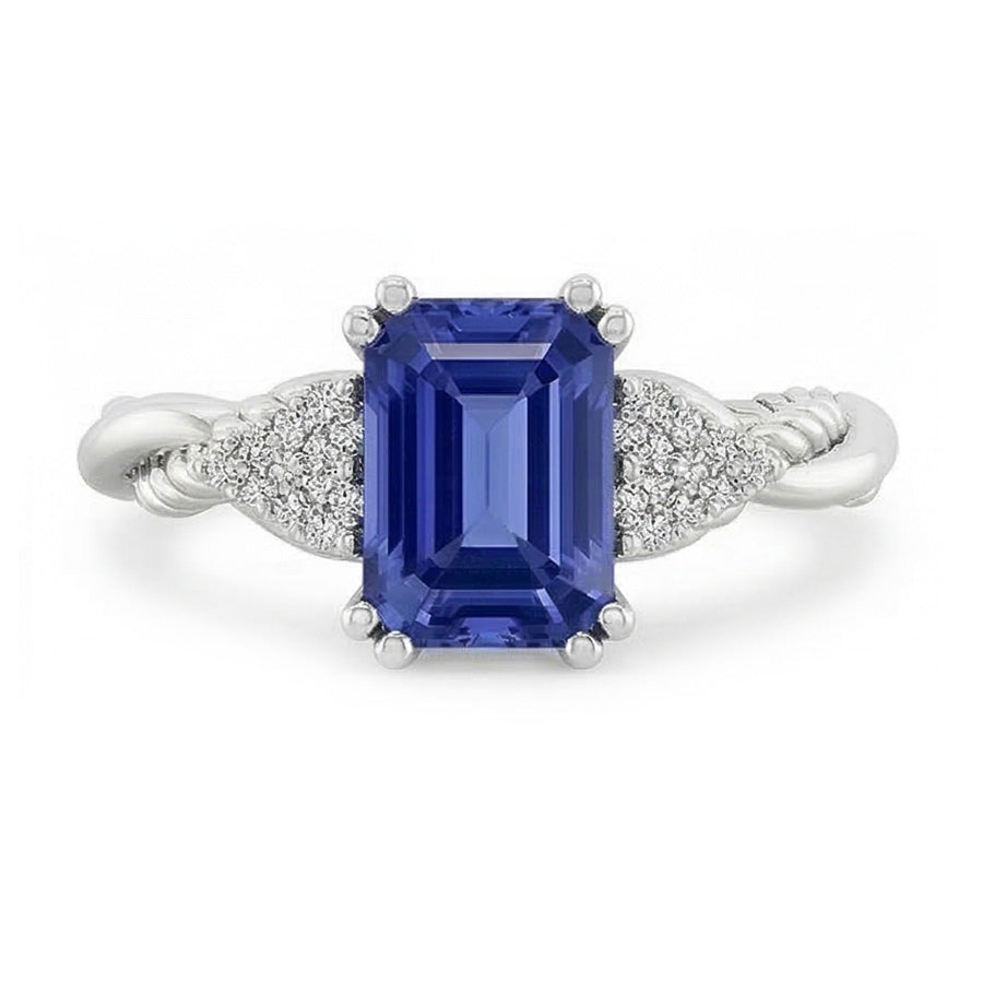 Natural Real ( Not Lab Grown )  Gemstone Jewelry Emerald Sapphire Ring Twisted Rope Style 2 Carats