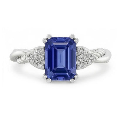Natural Real ( Not Lab Grown )  Gemstone Jewelry Emerald Sapphire Ring Twisted Rope Style 2 Carats