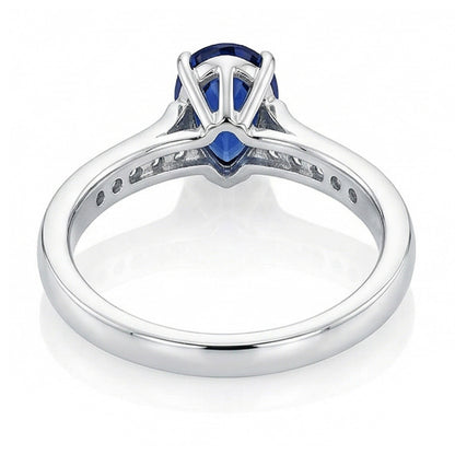 Natural Real ( Not Lab Grown )  Gemstone Jewelry Engagement Ring Pear Blue Sapphire 2 Carats