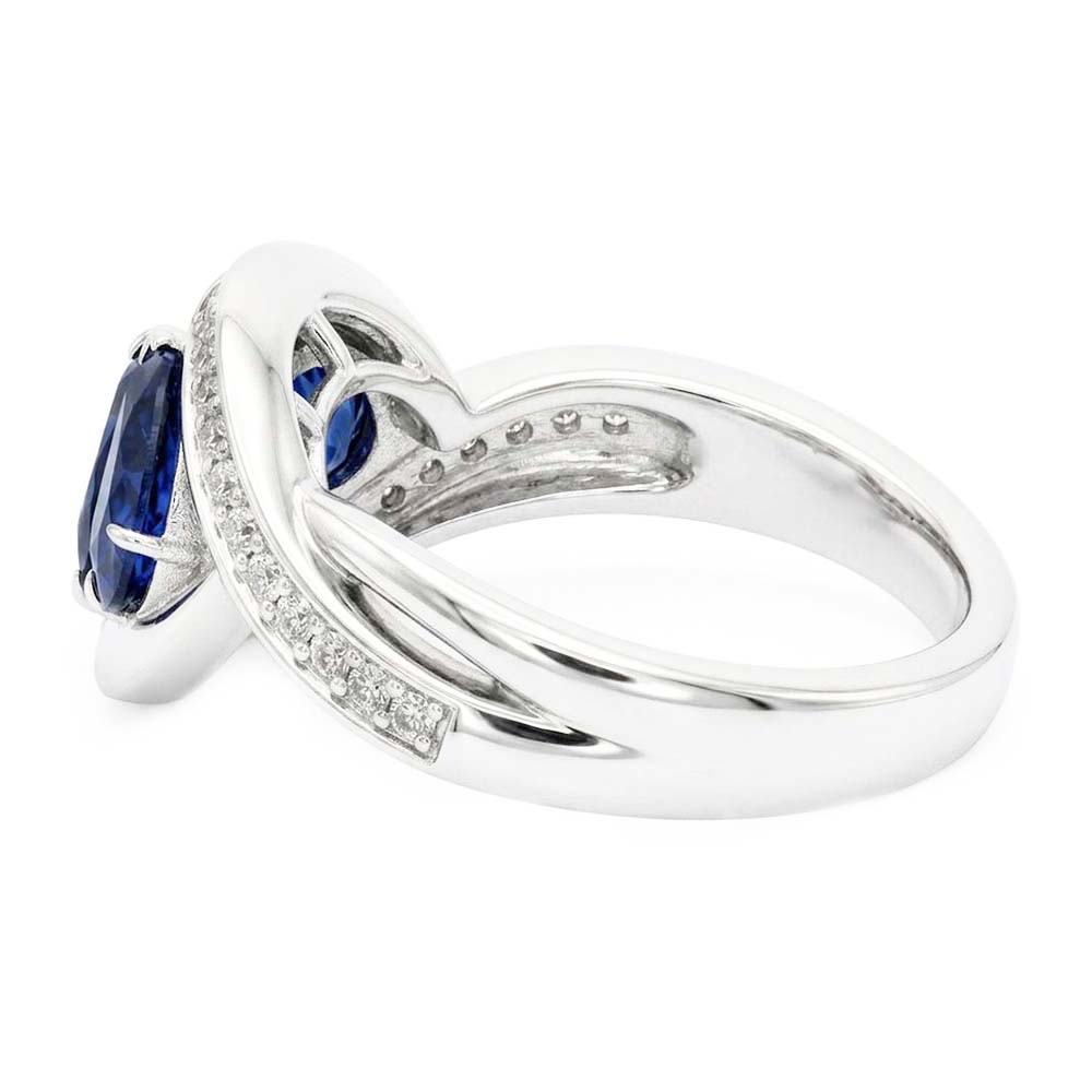 Natural Real ( Not Lab Grown )  Gemstone Jewelry Pear Blue Sapphire Ring Twisted Style 1.50 Carats