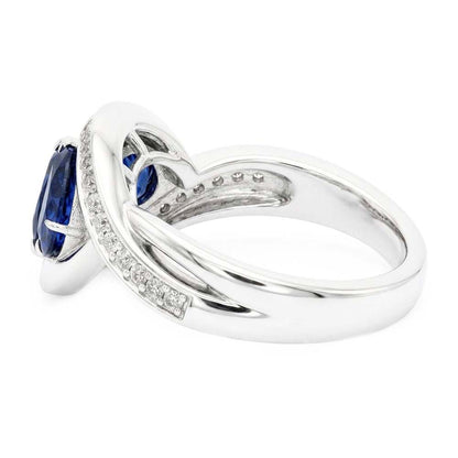 Natural Real ( Not Lab Grown )  Gemstone Jewelry Pear Blue Sapphire Ring Twisted Style 1.50 Carats