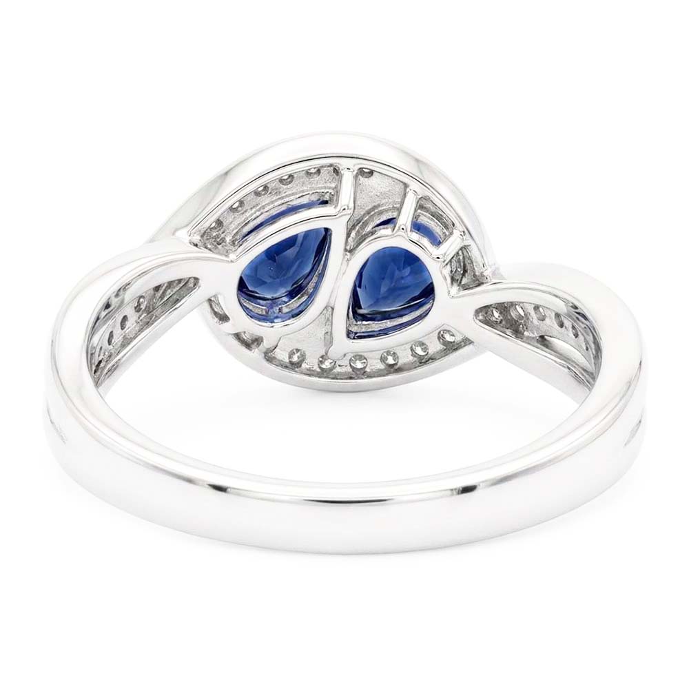 Natural Real ( Not Lab Grown )  Gemstone Jewelry Pear Blue Sapphire Ring Twisted Style 1.50 Carats