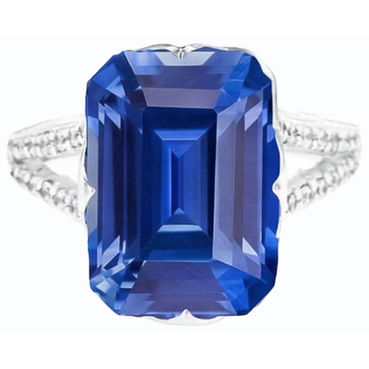 Natural Real ( Not Lab Grown )  Gemstone Ring Emerald Blue Sapphire Split Shank 5.50 Carats Jewelry