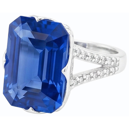 Natural Real ( Not Lab Grown )  Gemstone Ring Emerald Blue Sapphire Split Shank 5.50 Carats Jewelry