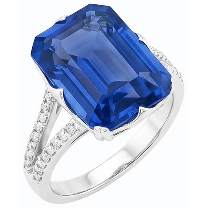 Natural Real ( Not Lab Grown )  Gemstone Ring Emerald Blue Sapphire Split Shank 5.50 Carats Jewelry