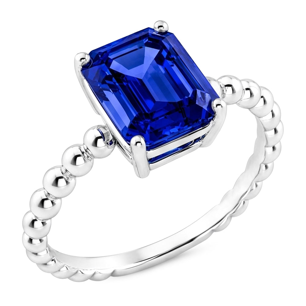 Natural Real ( Not Lab Grown )  Gemstone Ring Emerald Ceylon Sapphire Beaded Style 3 Carats