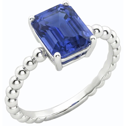 Natural Real ( Not Lab Grown )  Gemstone Ring Emerald Ceylon Sapphire Beaded Style 3 Carats