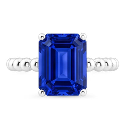 Natural Real ( Not Lab Grown )  Gemstone Ring Emerald Ceylon Sapphire Beaded Style 3 Carats