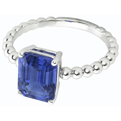 Natural Real ( Not Lab Grown )  Gemstone Ring Emerald Ceylon Sapphire Beaded Style 3 Carats