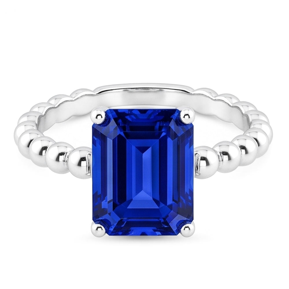 Natural Real ( Not Lab Grown )  Gemstone Ring Emerald Ceylon Sapphire Beaded Style 3 Carats