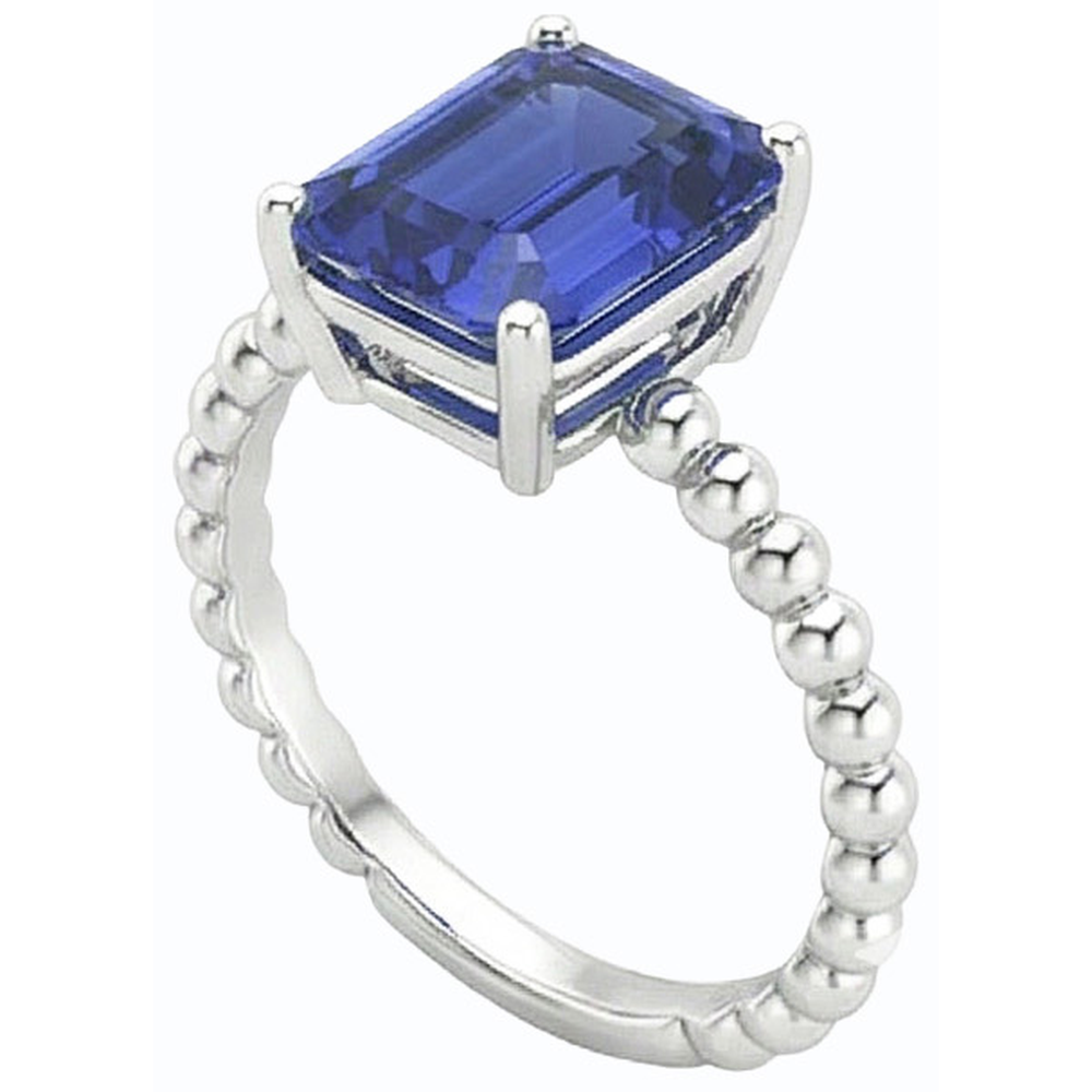 Natural Real ( Not Lab Grown )  Gemstone Ring Emerald Ceylon Sapphire Beaded Style 3 Carats