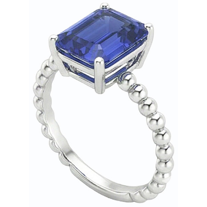Natural Real ( Not Lab Grown )  Gemstone Ring Emerald Ceylon Sapphire Beaded Style 3 Carats