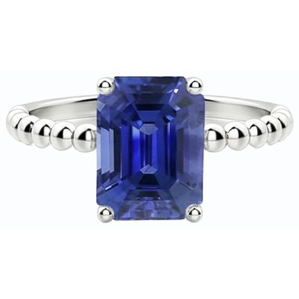 Natural Real ( Not Lab Grown )  Gemstone Ring Emerald Ceylon Sapphire Beaded Style 3 Carats