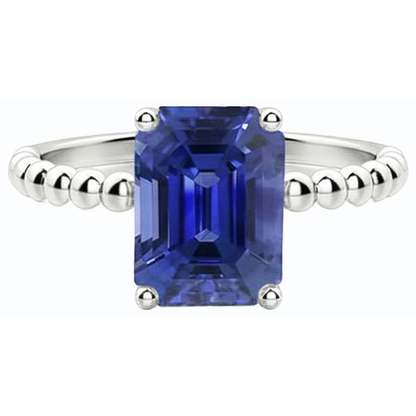 Natural Real ( Not Lab Grown )  Gemstone Ring Emerald Ceylon Sapphire Beaded Style 3 Carats