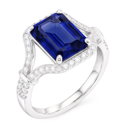 Natural Real ( Not Lab Grown )  Gemstone Ring Emerald Ceylon Sapphire Ring Split Shank 4 Carats