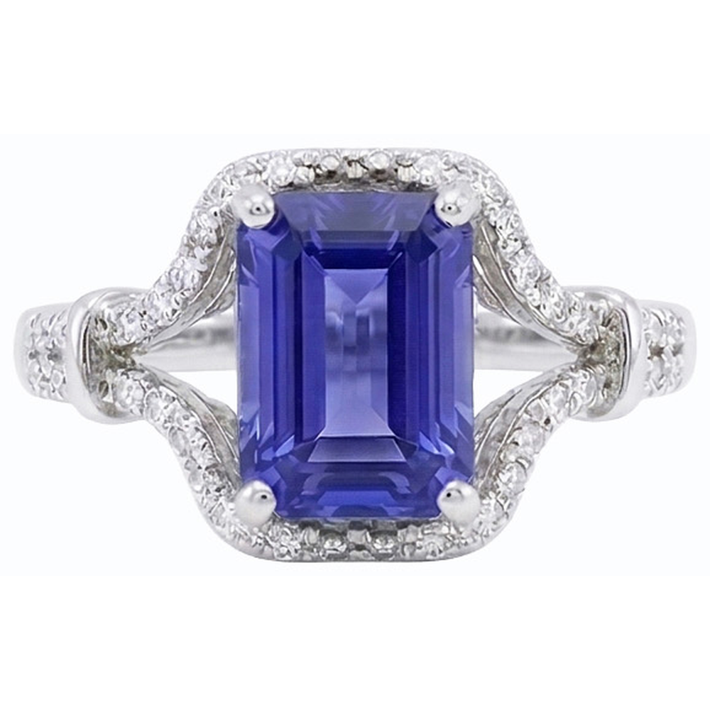 Natural Real ( Not Lab Grown )  Gemstone Ring Emerald Ceylon Sapphire Ring Split Shank 4 Carats