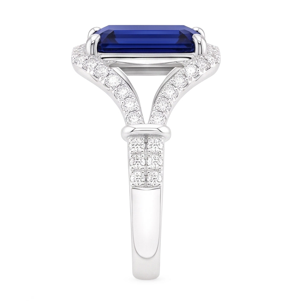 Natural Real ( Not Lab Grown )  Gemstone Ring Emerald Ceylon Sapphire Ring Split Shank 4 Carats