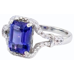 Natural Real ( Not Lab Grown )  Gemstone Ring Emerald Ceylon Sapphire Ring Split Shank 4 Carats