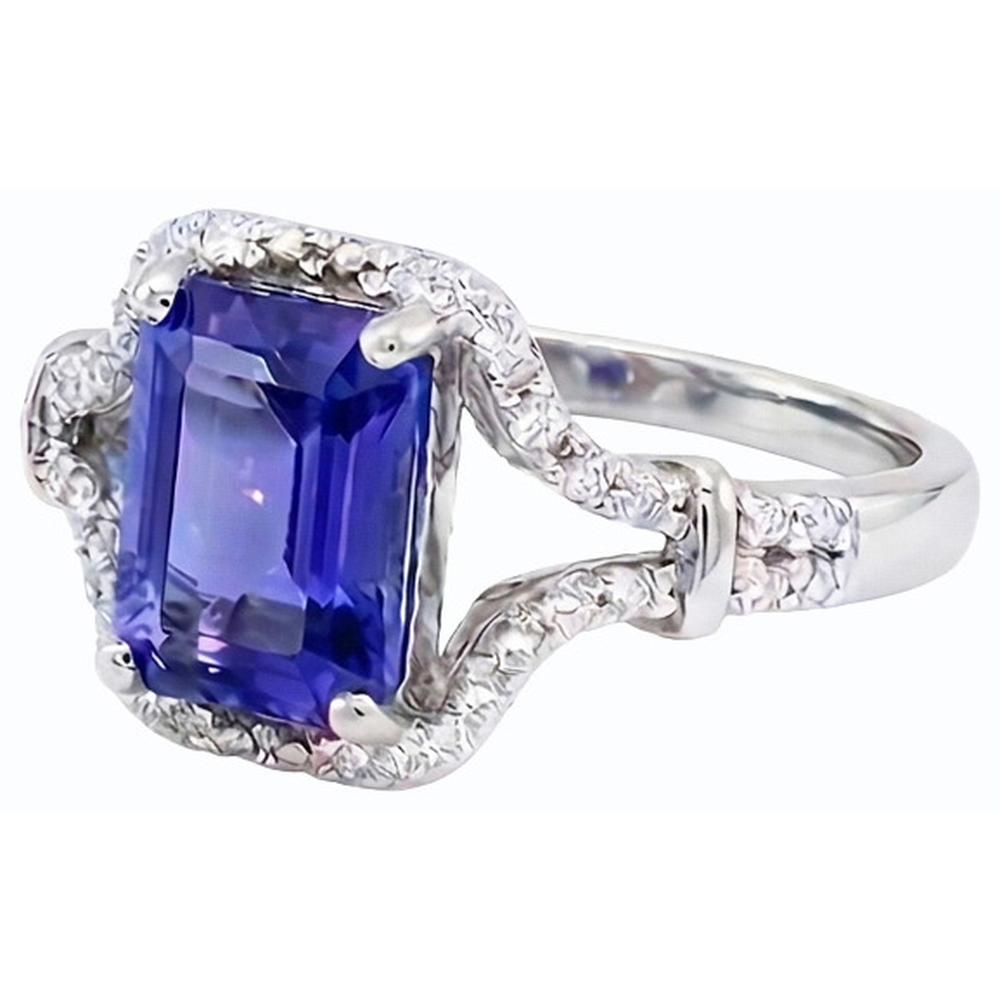Natural Real ( Not Lab Grown )  Gemstone Ring Emerald Ceylon Sapphire Ring Split Shank 4 Carats