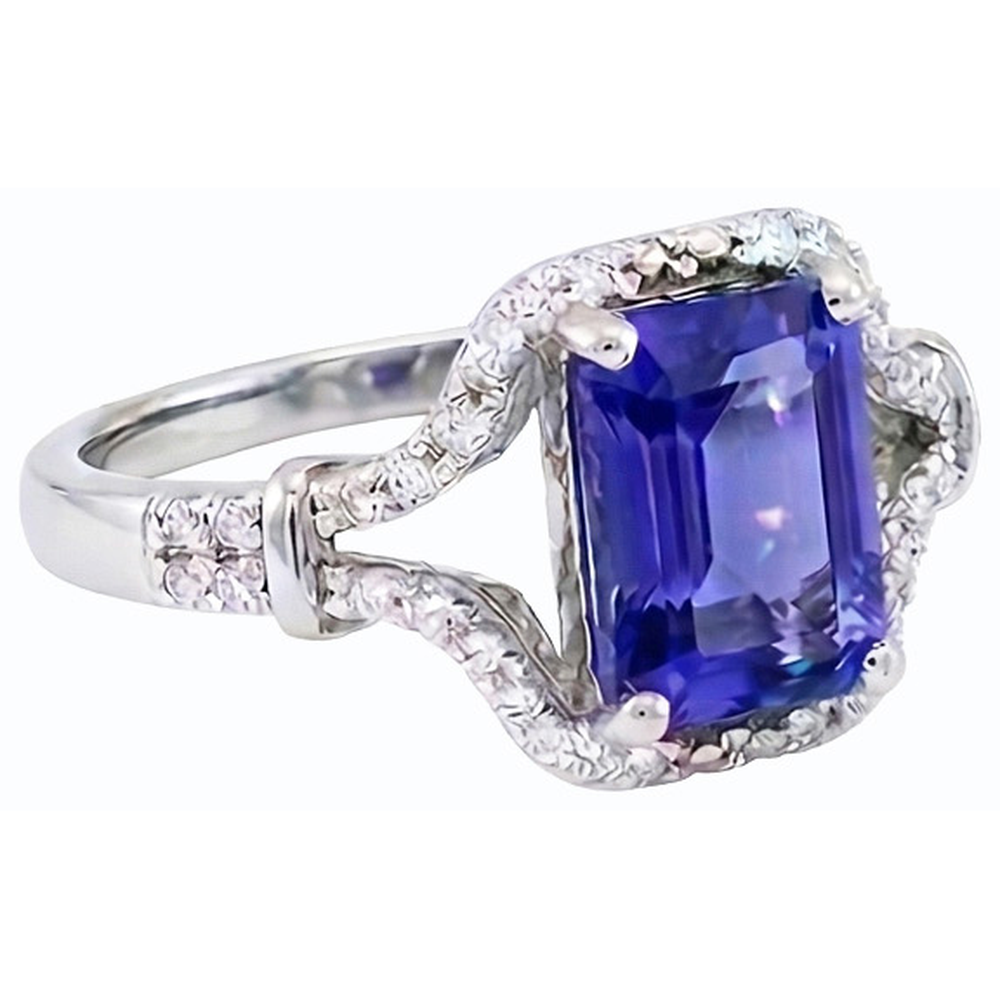 Natural Real ( Not Lab Grown )  Gemstone Ring Emerald Ceylon Sapphire Ring Split Shank 4 Carats