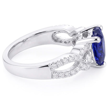 Natural Real ( Not Lab Grown )  Gemstone Ring Heart Cut Blue Sapphire Split Shank 4.50 Carats