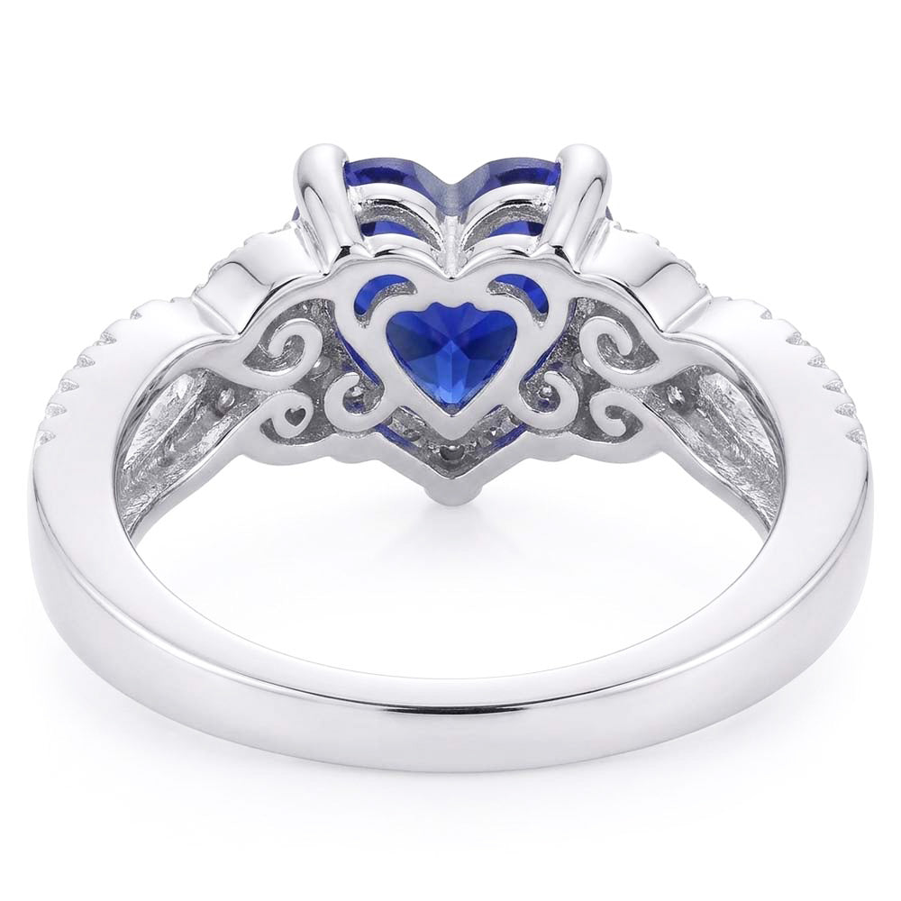 Natural Real ( Not Lab Grown )  Gemstone Ring Heart Cut Blue Sapphire Split Shank 4.50 Carats