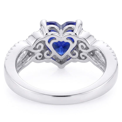 Natural Real ( Not Lab Grown )  Gemstone Ring Heart Cut Blue Sapphire Split Shank 4.50 Carats