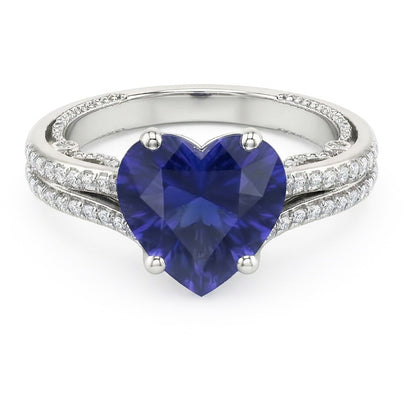 natural round sapphire 4.50ct ring side angle