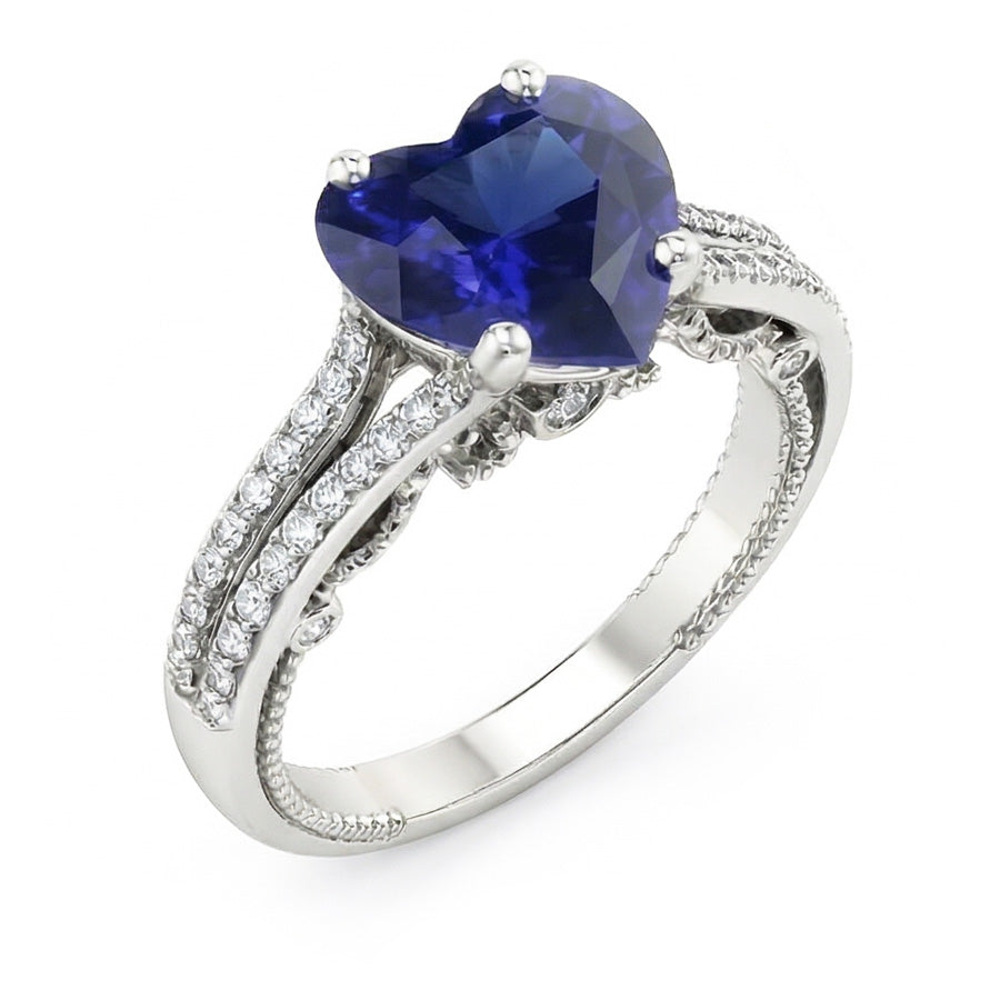 natural round sapphire 4.50ct ring close up detail