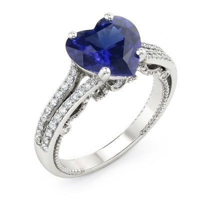 natural round sapphire 4.50ct ring close up detail