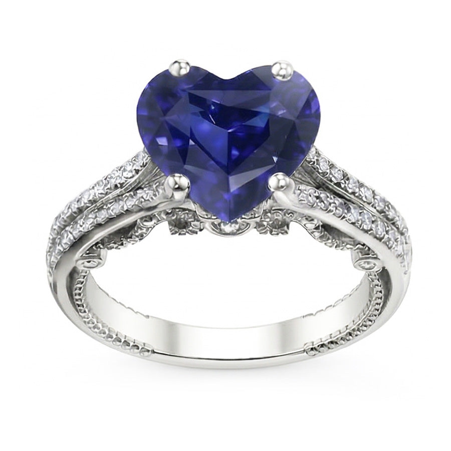 natural round sapphire 4.50ct ring top view