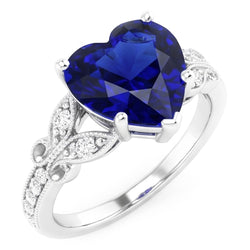 Natural Real ( Not Lab Grown )  Gemstone Ring Heart Cut Sri Lankan Sapphire Butterfly Style 3 Carats