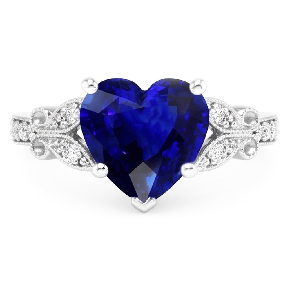 Natural Real ( Not Lab Grown )  Gemstone Ring Heart Cut Sri Lankan Sapphire Butterfly Style 3 Carats