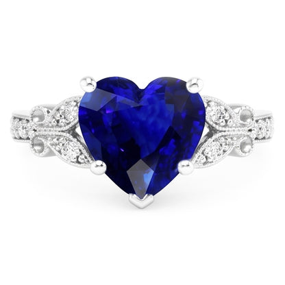 Natural Real ( Not Lab Grown )  Gemstone Ring Heart Cut Sri Lankan Sapphire Butterfly Style 3 Carats